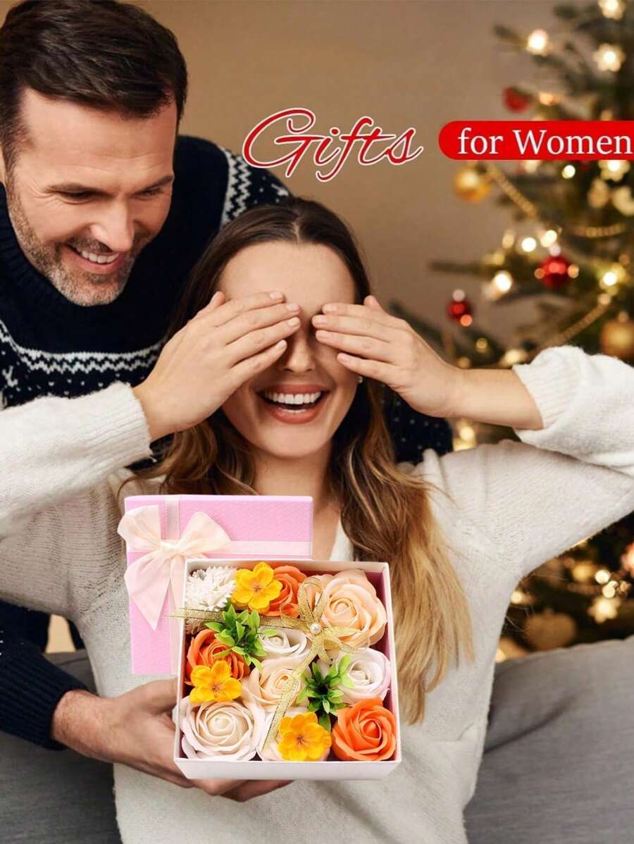 Valentine'S Day Decor, 10Pcs Rose Romantic Artificial Flowers Gift Soap Rose Preserved Forever Gifts Box For Her Women Birthday,Mother'S Day, Anniversary'S,Teachers' Day,Wedding,Home Decor Living Room