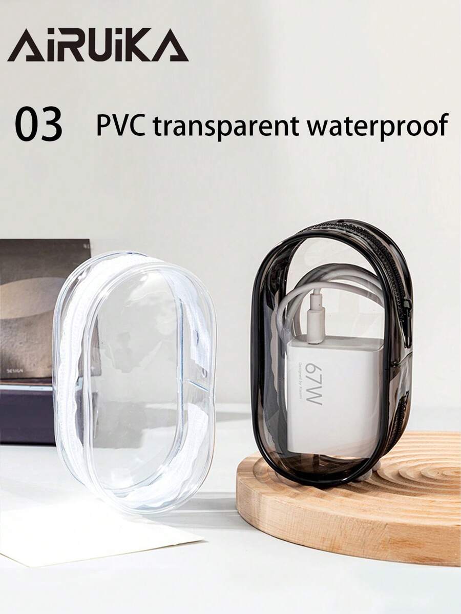 AIRUIKA Transparent Cable Organizer Pouch, Mini Portable Earphone Wire Holder, Charger Cable Storage