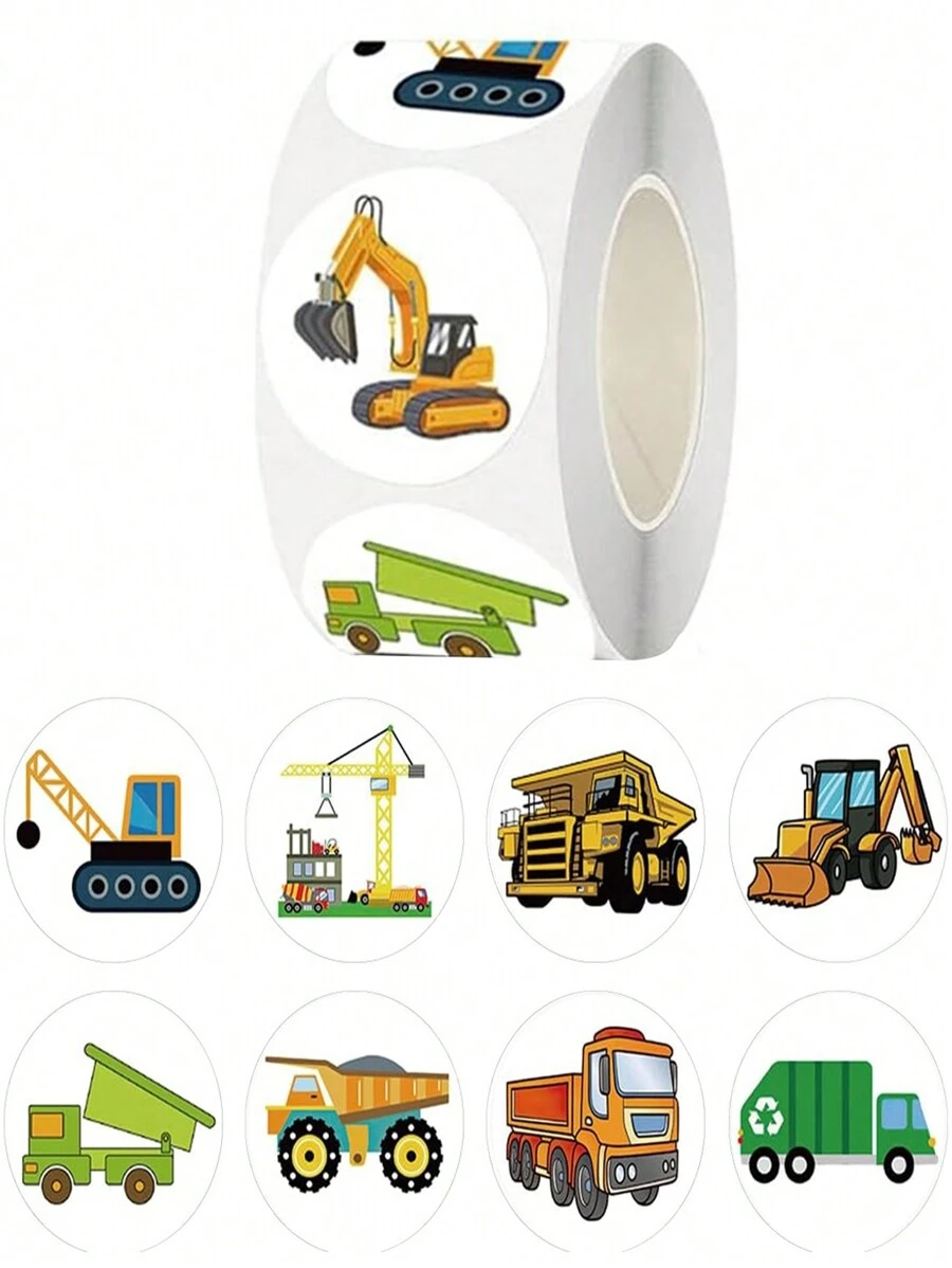 500pcs/Roll Cartoon Truck Stickers, Reward Stickers, Stationery Stickers, Gift Decorative Labels Back To School