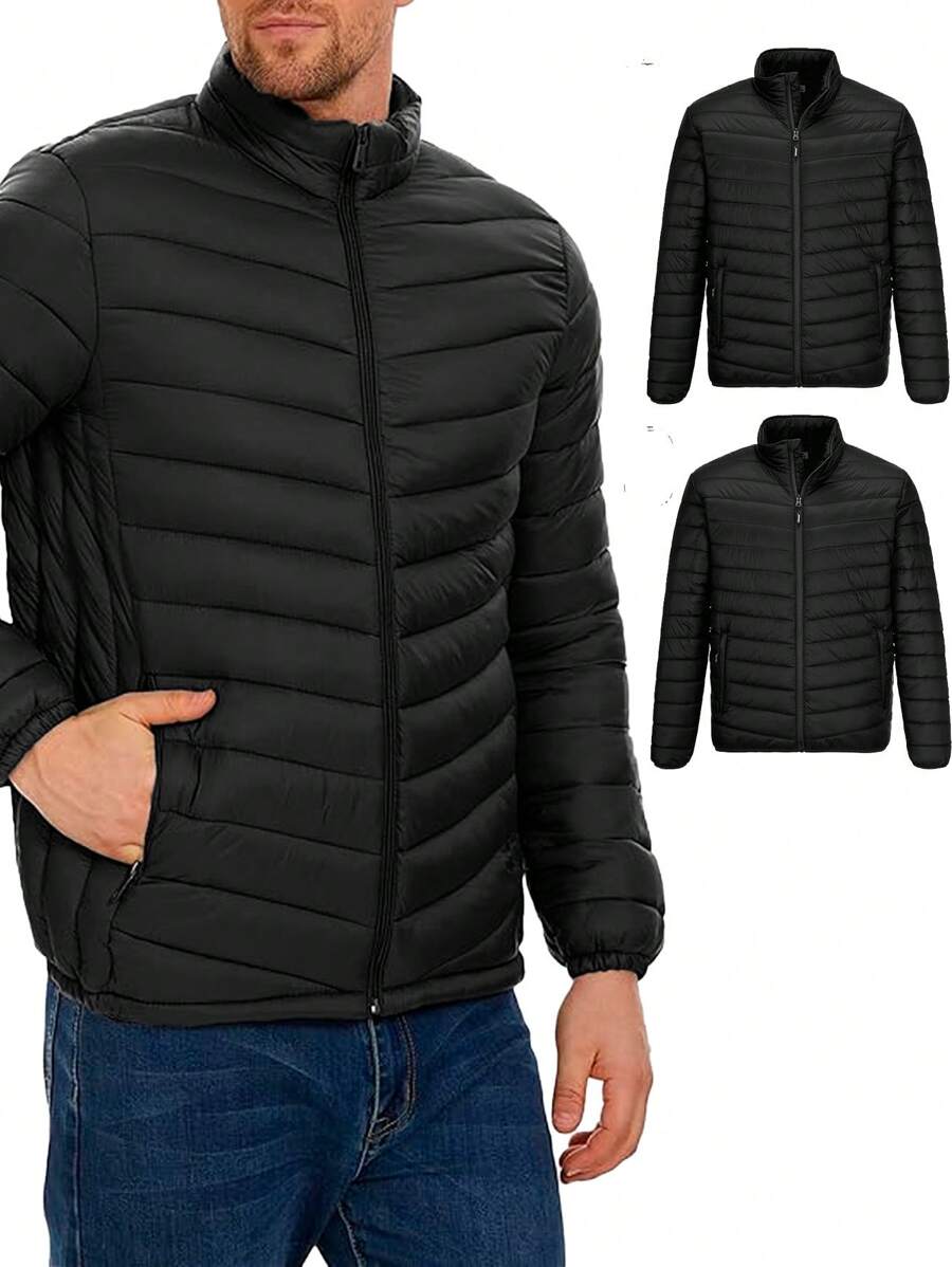 Kit com 2 Jaquetas Puffer Bobojaco Masculina Corta Vento Slim