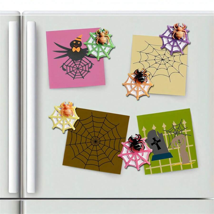 Set de 10 imanes de notas magnéticas con telaraña de Halloween para decorar el refrigerador y la cocina