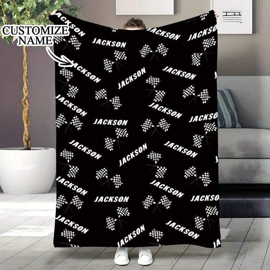 1pc Personalized Customed Flannel Blanket, Customization Your Name Flannel Blanket, Soft And Warm Memorable Moments Commemorative Blanket, Great Holiday Gift For Classmates, Friends, Family And Lovers, Used For Nap, Camping, Travel