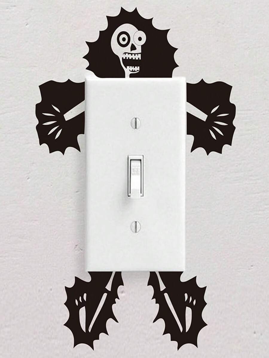 1 pieza Pegatina de pared decorativa para dormitorio, sala de estar y entradas con diseño de calabaza de espantapájaros con calavera eléctrica, desmontable y resistente al agua, para decoración de Halloween