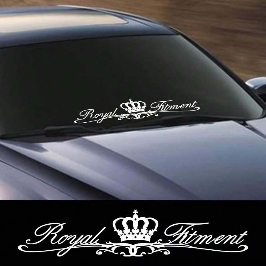 Universelle PVC Aufkleber Grafik Krone Kunst Styling Vinyl Folie Dekor Aufkleber Auto Außen Tuning Zubehör Universal für Audi BMW MINI Renault Dacia Toyota für die Windschutzscheibe vorne