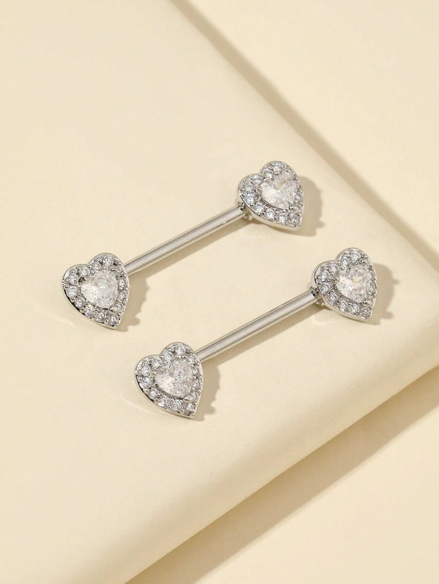 1 par de anillos para pezones con forma de corazón de circonita cúbica para San Valentín, mamá, Día de la Madre, regalo