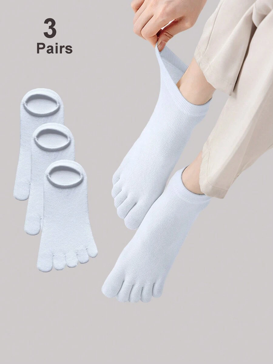 3 Pairs Plus Size Women Solid Color Toeless Ankle Socks, Suitable For Daily Casual Or Sports Wear