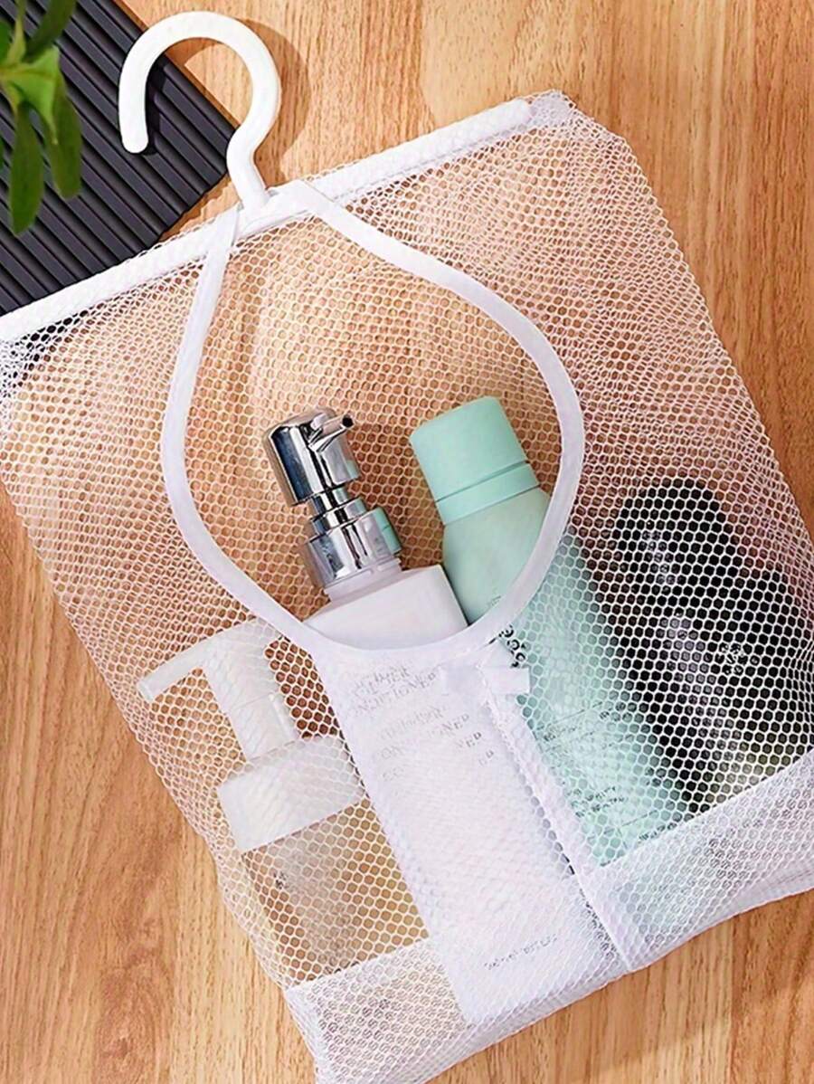 1 pièce/set Organisateur suspendu en maille pour salle de bain, sac en maille monté au mur en plastique, sac de rangement pour salle de bain