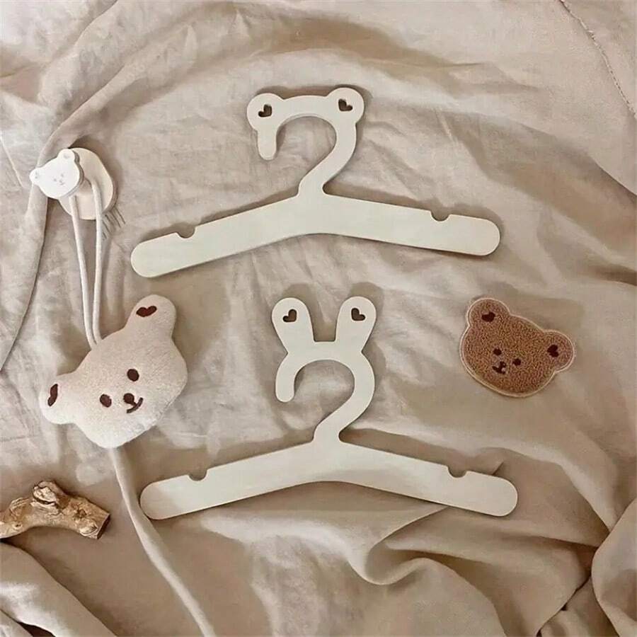5pcs Cartoon Rabbit Ear Clothes Hanger For Children, Wooden Drying Rack Love Valentine
