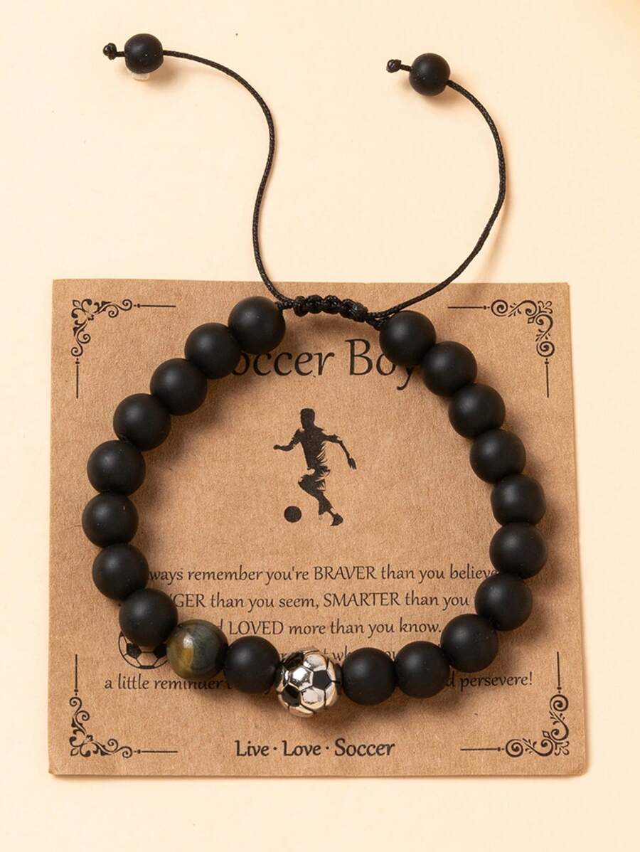 1pc Futebol Beaded Braided Bracelet, Minimalista e Moda Masculina Jóias