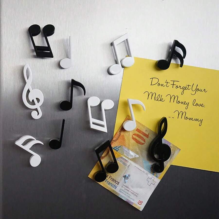 6 piezas Imanes con notas musicales: Imanes creativos con pentágrama de piano para la nevera - Decoración del hogar