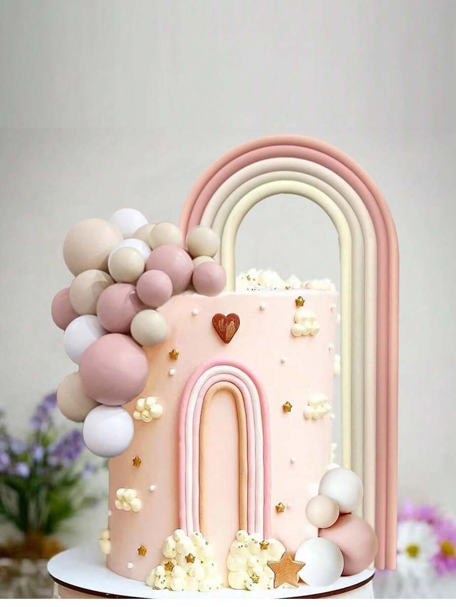 28 PIEZAS Decoraciones para tartas estilo arcoíris, bolas de espuma de colores variados para decorar tartas de boda, baby shower, cumpleaños y fiestas, incluyendo decoraciones navideñas en estilo bohemio