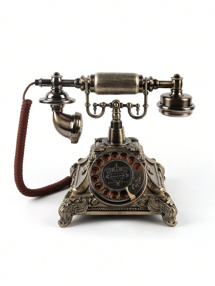 1pc Vintage Bronze Wedding Telephone Audio Guestbook, Retro Wedding Message Recording Phone, No Call Function, Customized Audio Message Recording Only Back To School