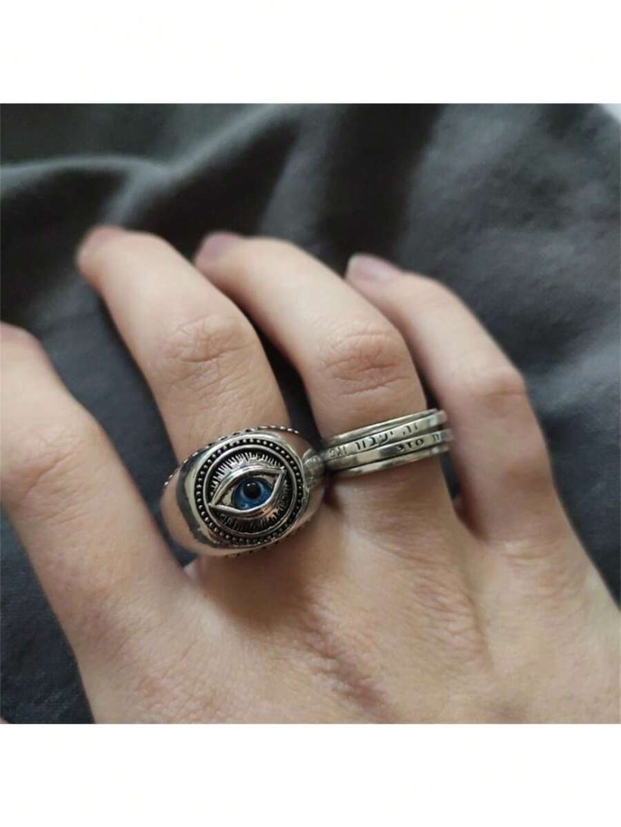 Anillo de lujo ligero, elegante y clásico con ojo de diablo, de uso diario y único, con estilo retro de alta calidad. Anillo punk minimalista de ojos múltiples popular para hombres, noble y elegante, regalo de joyería ideal para el Día de San Valentín, mamá, madre, Día de la Madre