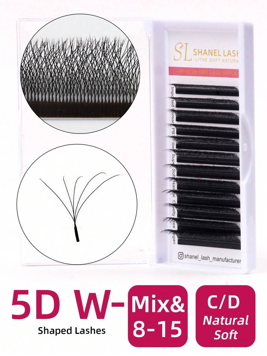 SHANEL 5D W Lashes 0.07 C/D 8-15mm Premade 5D W Shape Premade Volume Fans Eyelash Extensions Bundle Eyelashes Clover Bloom Autofan Mesh False Lashes W Shape Clover Premade Blooming Hand Woven Fans Volume Cashmere Wispy Cilios 5D W Lashes