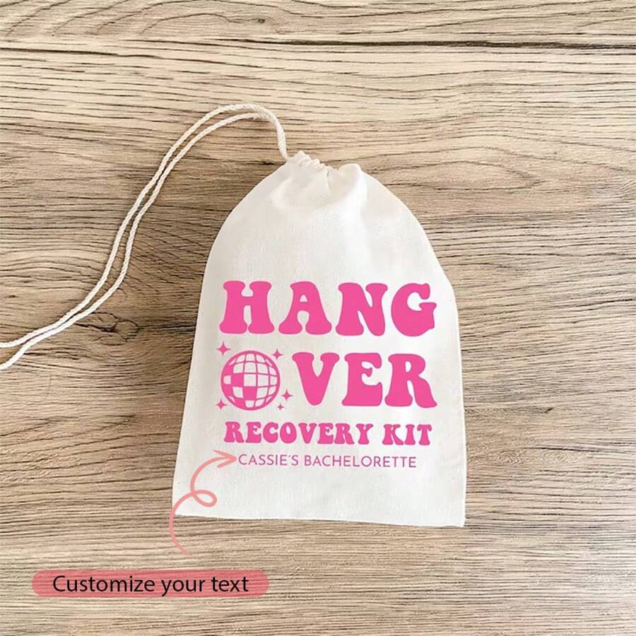 5 Pieces Personalised Custom Hangover Recovery Kit Gift Bags Wedding Engagement Disco Cowgirl Bachelorette Hen Do Party Bach Weekend Bridal Shower Bride's Last Disco Stayin Alive Birthday Decoration Bridesmaid Favor