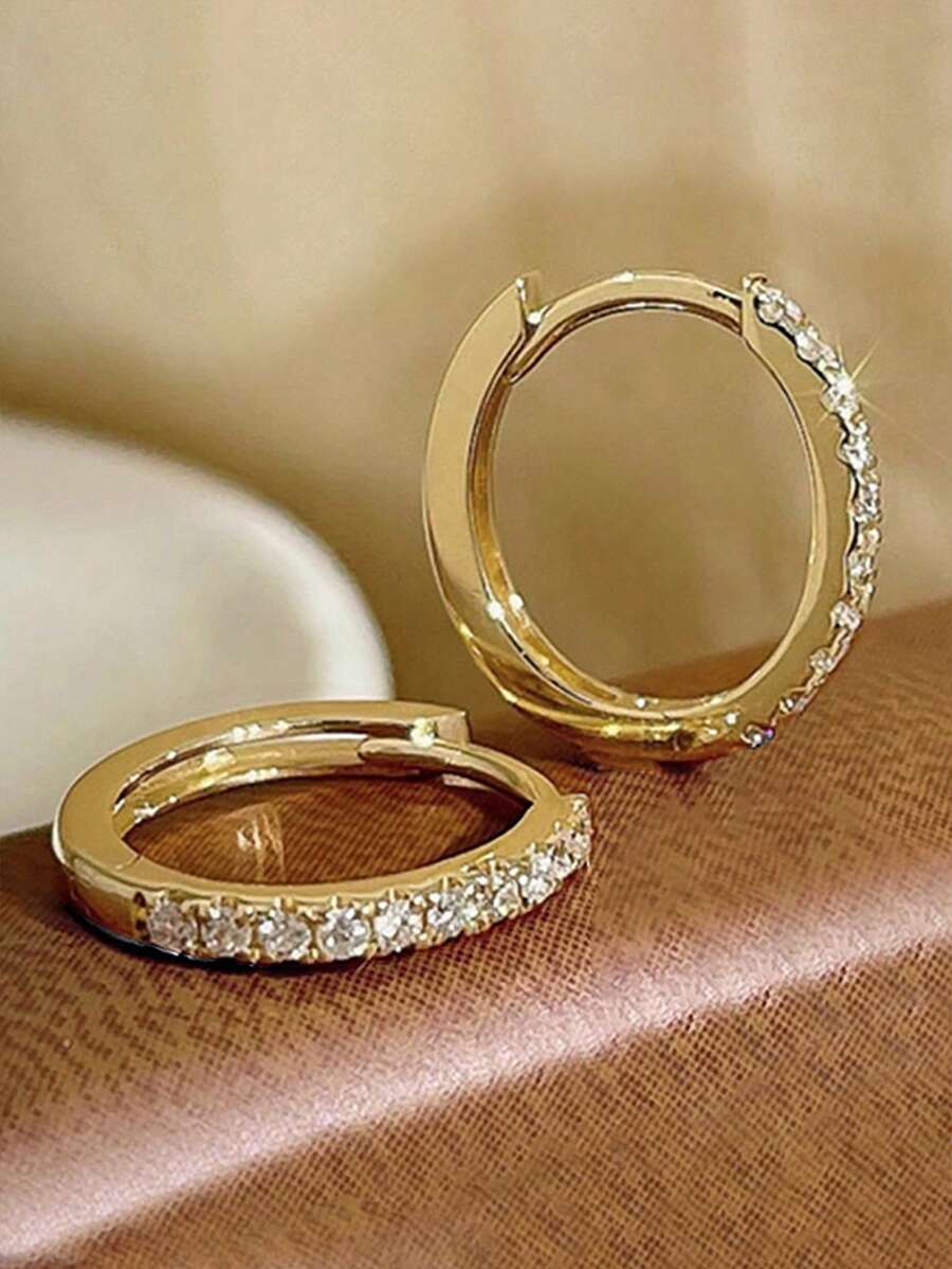 1 Paar modische 925 Sterling Silber Kubikzirkonia Creolen, Ohrringe für Hochzeit und Jahrestag, Ohrschmuck für Frauen, hochwertiger Schmuck