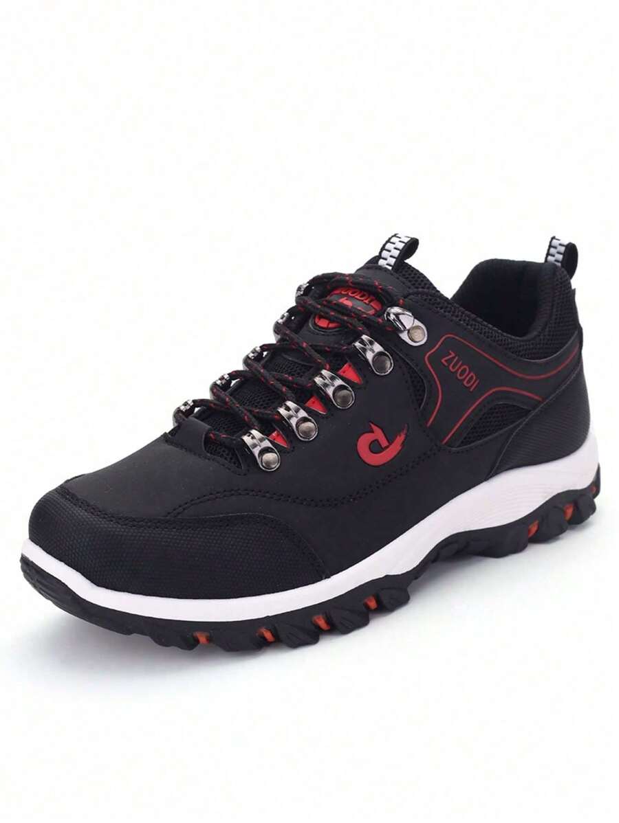 1 Pair Men Leather Waterproof Lightweight Lace-Up Breathable Soft Sports Men's Casual Climbing Hunting Outdoor Hiking Sport Park Running Shoes Front Sneakers
