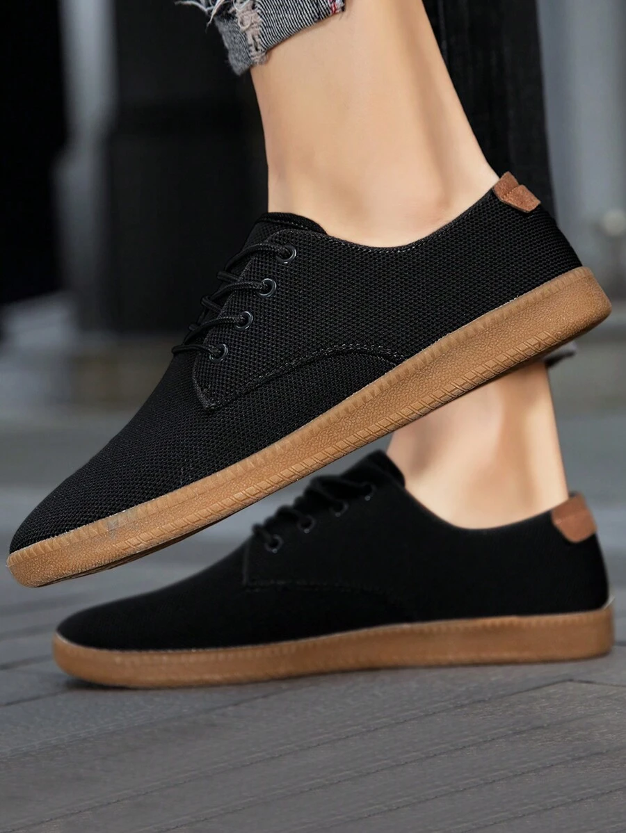 Men's Minimalist Oxford Flat Shoes Business Shoes Fashion Sports Walking Shoes Lightweight Casual Shoes Training Sneakers Black_Yellow