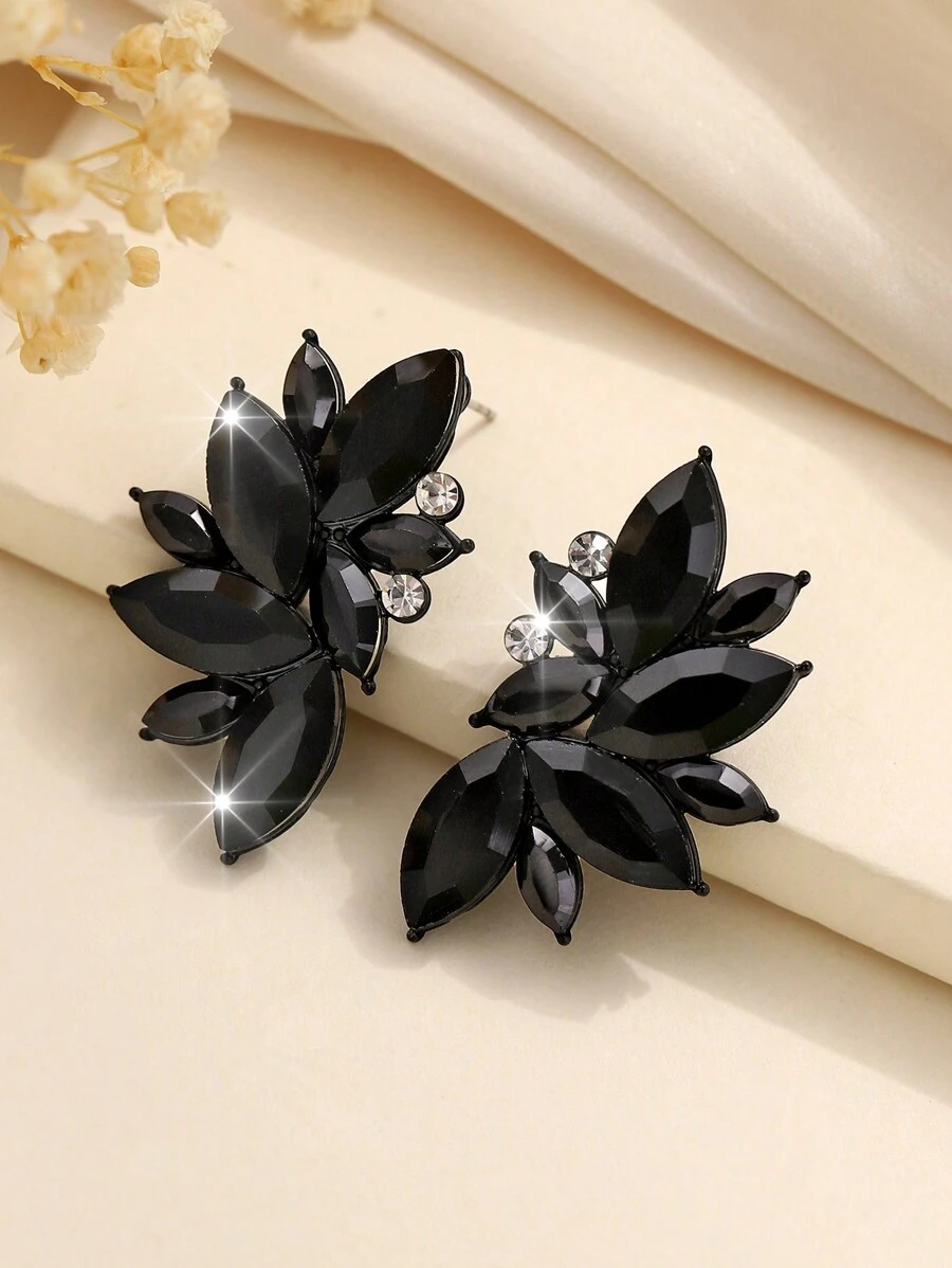 1 Pair Bohemian Alloy Inlaid Glass Diamond Fancy Earrings, High-End Elegant Sophisticated Luxurious Exaggerated For Women