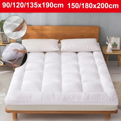 Microfibre Hotel Quality Mattress Topper 4 Inch/10cm Deep Supersoft Heavy Fill Single Double King Super All Sizes Elasticated Corner Straps