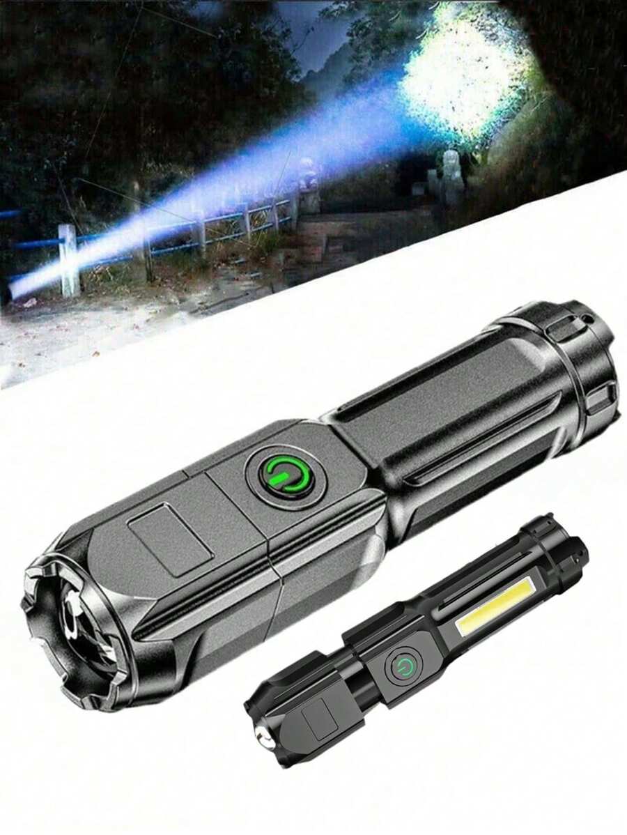 1pc High Power Rechargeable Flashlight, Mini Portable Zoomable LED Torchlight For Outdoor Camping, Night Work, Emergency And Search, Far-Reaching Home Emergency Light