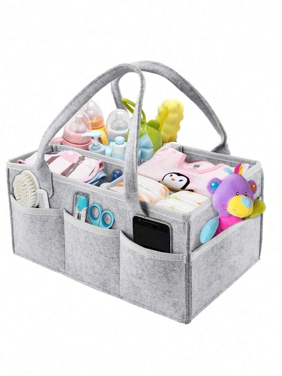 Cesto de almacenamiento de pañales de fieltro, bolsa de pañales para guardería o coche, bolsas de almacenamiento plegables