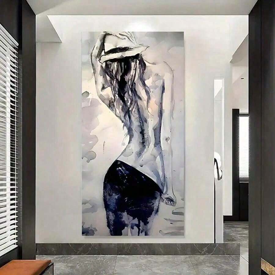 1pc Modern Minimalist Beauty Portrait Poster And Print For Wall Art Decor, Oil Painting, Indoor Gallery, Living Room, Bedroom, With Frame