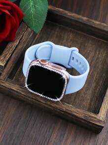 Sky Blue Strap + Transparent Diamond Case