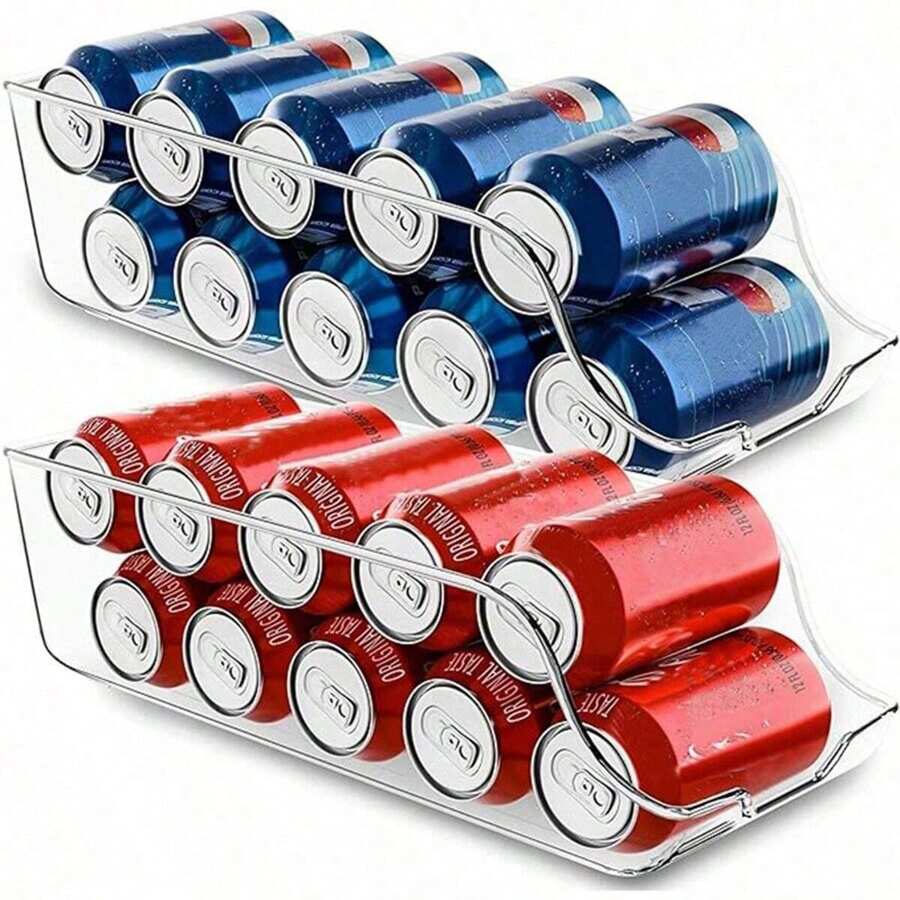 1pc Kitchen Food Storage Canister Set, Soda Can Organizer For Pantry, Refrigerator And Freezer, Transparent, Can Hold Food And Soup Cans
