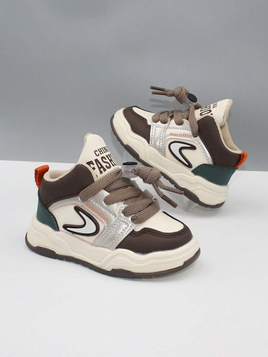 1pair Toddler Boys' Colorblock Casual High-Top Fashion Sports Shoes