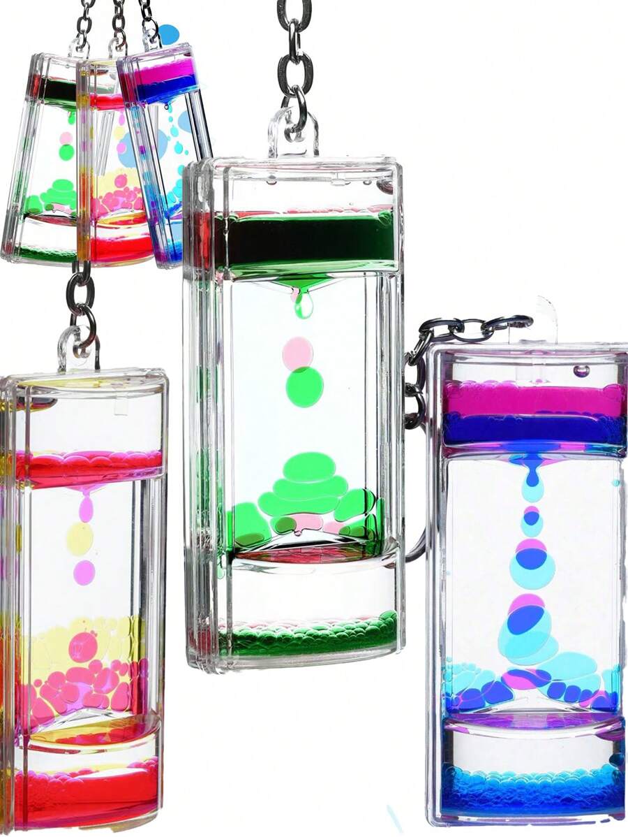 Liquid Motion Bubbler Keychains For Kids -Liquid Timer For Stress Relief, Calming Toys- Fidget Keychains For Gifts And Party Favors -Mesmerizing Sensory Toys (Set Of 3 / 1)