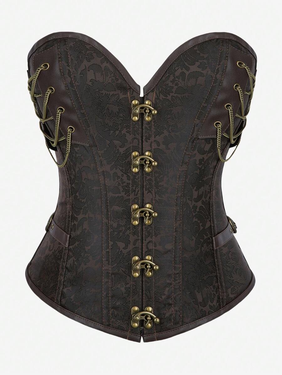 Women Gothic Corset Steampunk Palace Style Bust Chain Buckle Retro Masquerade Costume Top