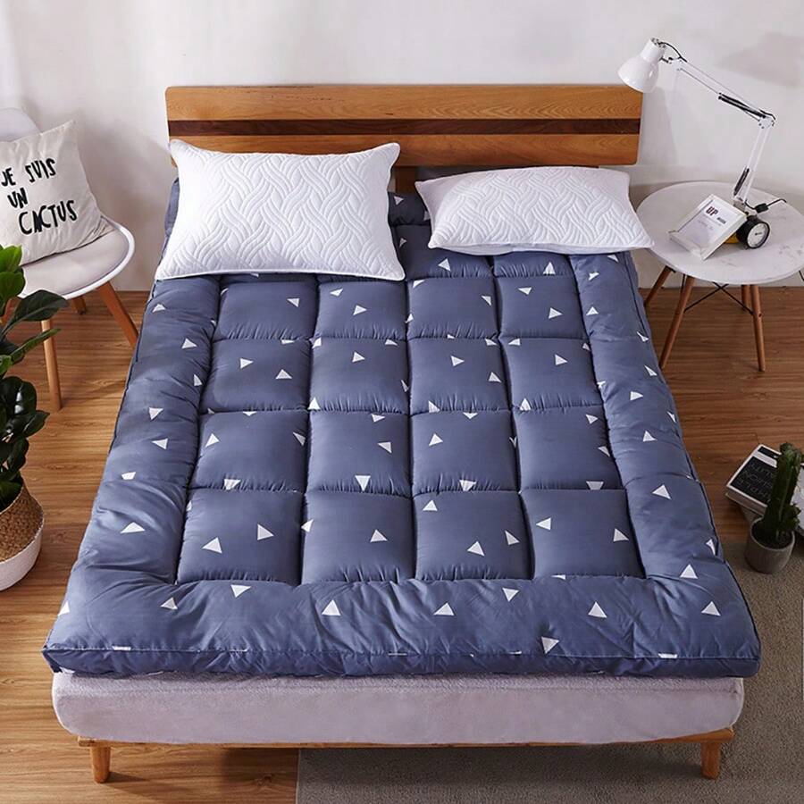 Soft Mattress Pad Quilted Breathable Thick Bedding Mattress Topper Protector 72D Hollow Fiber Filling