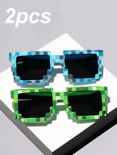 1pc/2/4/8/16pcs Mosaic Glasses For Teen Boys And Girls - Stylish And Personalized Pixel Eyewear