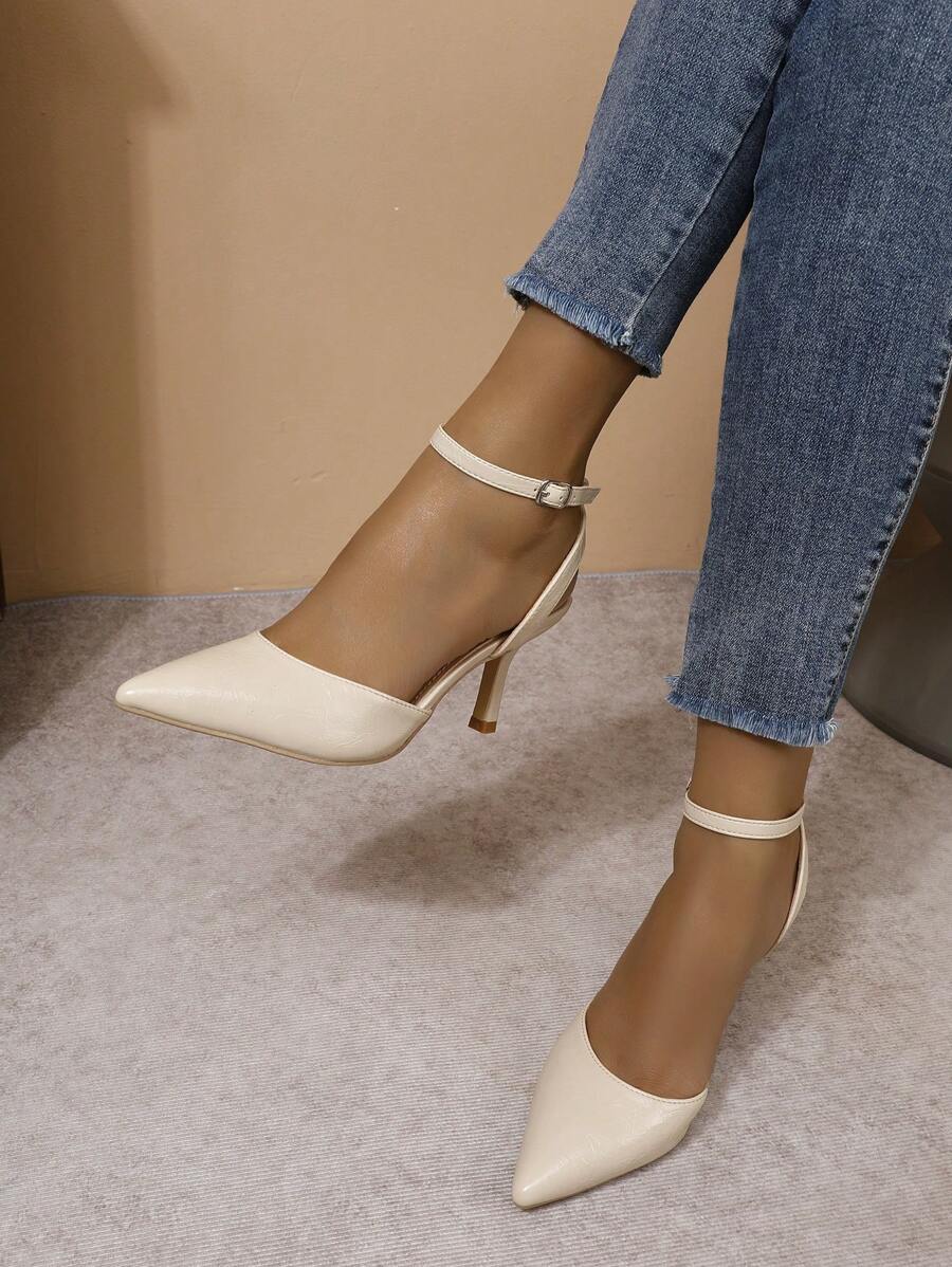 Solid Color Elegant Pointed Toe Thin High Heel Women's Pumps Fashion Versatile Backless Summer Sandals