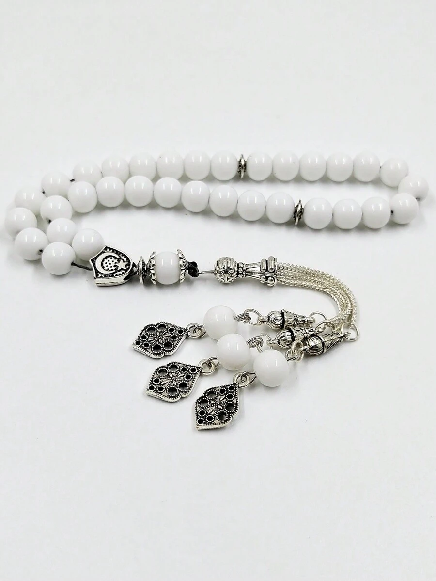 Tasbih White Ceramic Misbaha 8mm 33 Beads Bracelet Arabic Prayer Bead Islamic Fashion Accessories