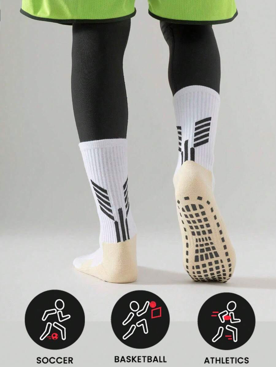 Sports Outdoor 1 Pair,Men's Soccer Socks Anti Slip Non Slip Grip Pads For Football Basketball Sports Grip Socks