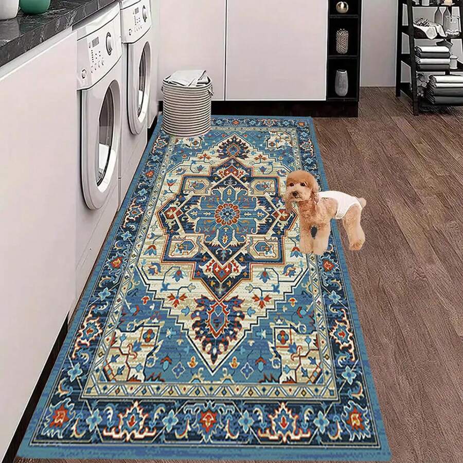 1pc Bohemian Chic Velvet Area Rug - Soft, Thick, Anti-Fatigue, Large Non-Slip, Machine Washable Carpet For Elegant Home Decor