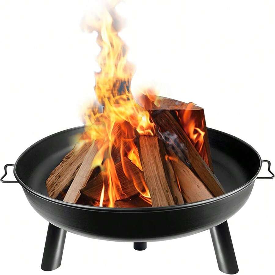 YUENFONG Feuerschale Runde Ø 80 cm mit Wasserablaufbohrung, Feuerstelle Garten für den Terrasse und Balkon, Feuertonne und Feuerkorb, Metall Feuerschalen für Heizung/BBQ