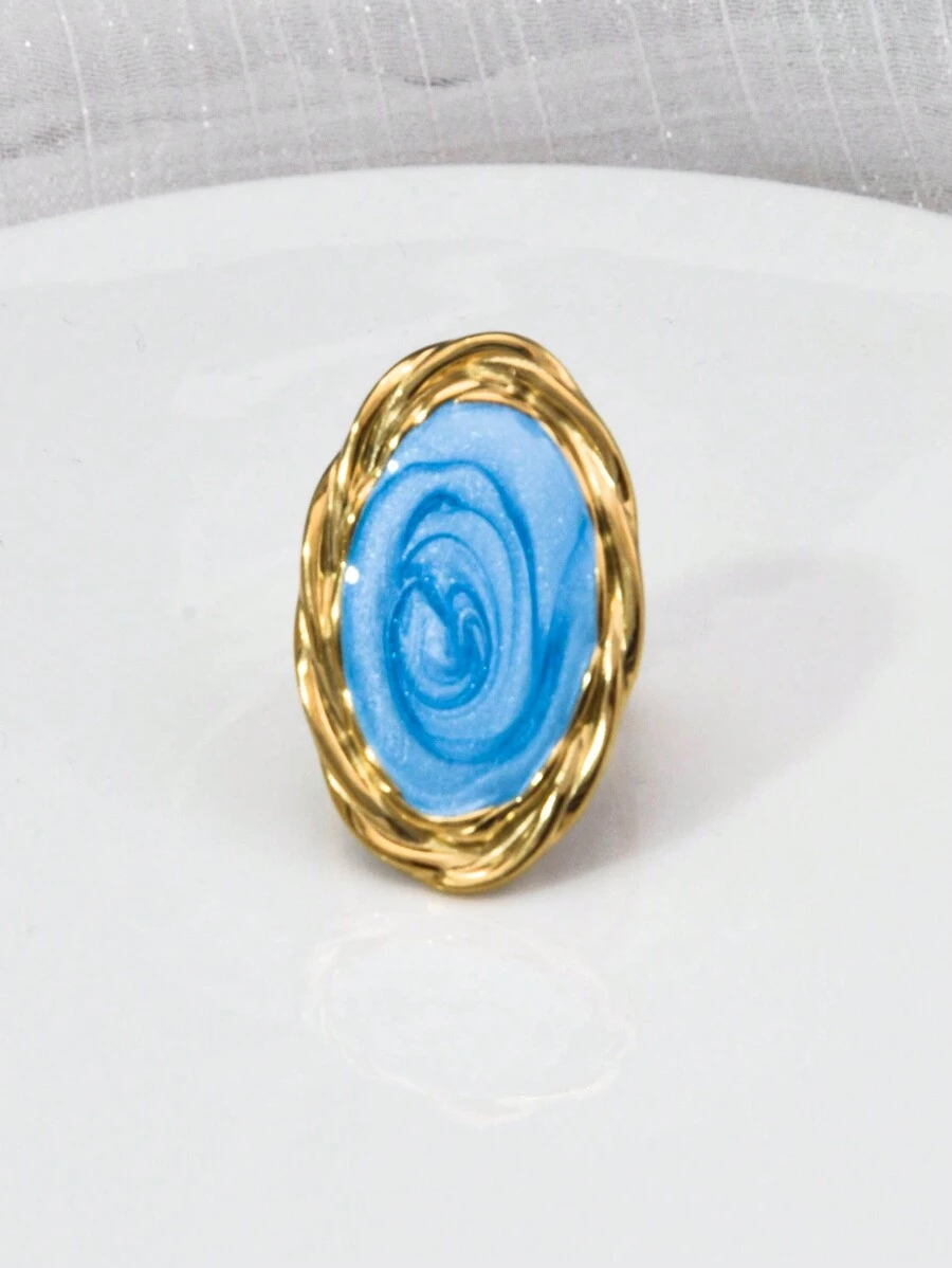 Mazuer 1pc Vintage Goudkleurige Minimalistische Chic Oversized Ronde Spiegel Design Ring Voor Vrouwen, Veelzijdige Modeaccessoire Voor Lente/Zomer, Strand, Pasen, Western, Afstuderen, Terugkeer Naar School, Cadeau, Feest, Pendelen, Vakantie