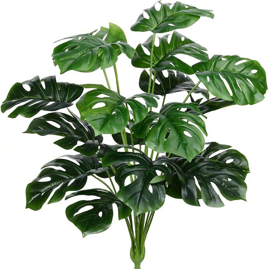 1PC 18 Head Artificial Plant Tree With Large Turtle Back Leaves, Home Decoration, Flower Pot, Outdoor Garden, Gardening Decoration, Wedding Site Decoration, Garden Matching, Party Dining Table Decoration