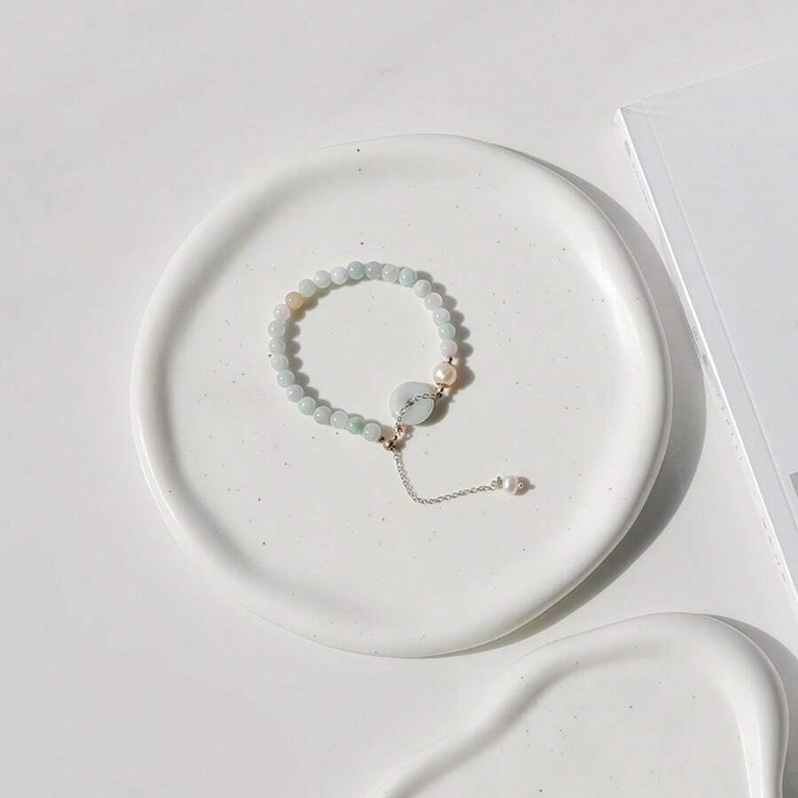 1 pieza Bandeja cerámica redonda para joyas y bisutería, plato pequeño para llaves para organizar y almacenar artículos de mujer, esenciales de viaje, vuelta al colegio y dormitorio