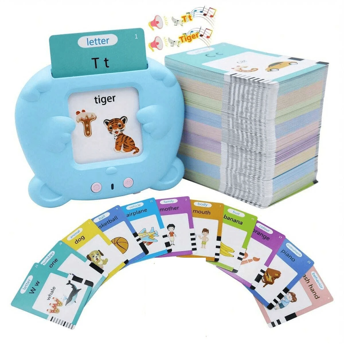 510 Wörter Buchstaben Sprechende Flashkarten, pädagogische Lernintaraktive Spielzeuge als Geburtstagsgeschenk für Jungen und Mädchen, Montessori Sprachspielzeug für Kindergartenkinder
