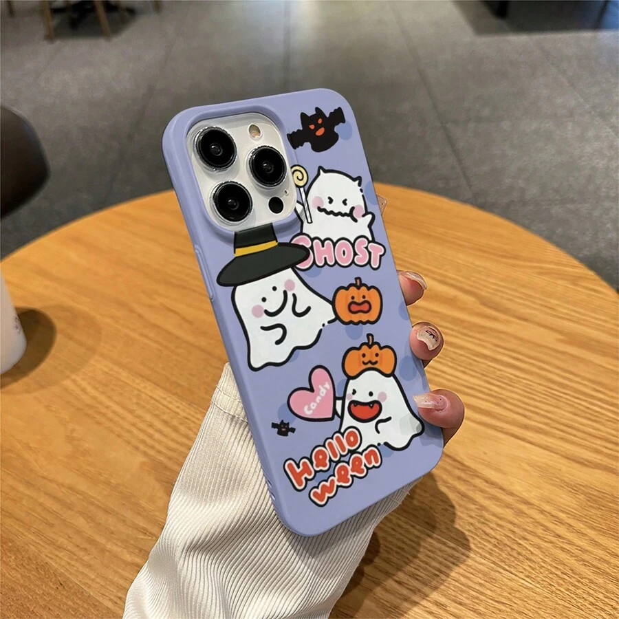 Halloween 1pc 2-In-1 Funny Ghost Satin Textured 3D Creative Pattern Phone Case Compatible With Iphone