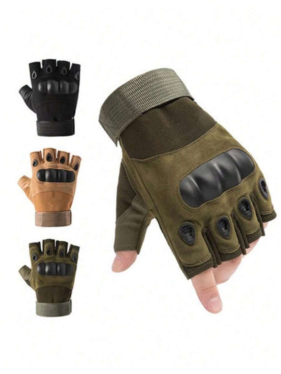 1 paire Gants tactiques à demi-doigts pour hommes pour activités de plein air, cyclisme, anti-dérapants et résistants à l'usure, pour randonnée en montagne, fitness et entraînement au combat