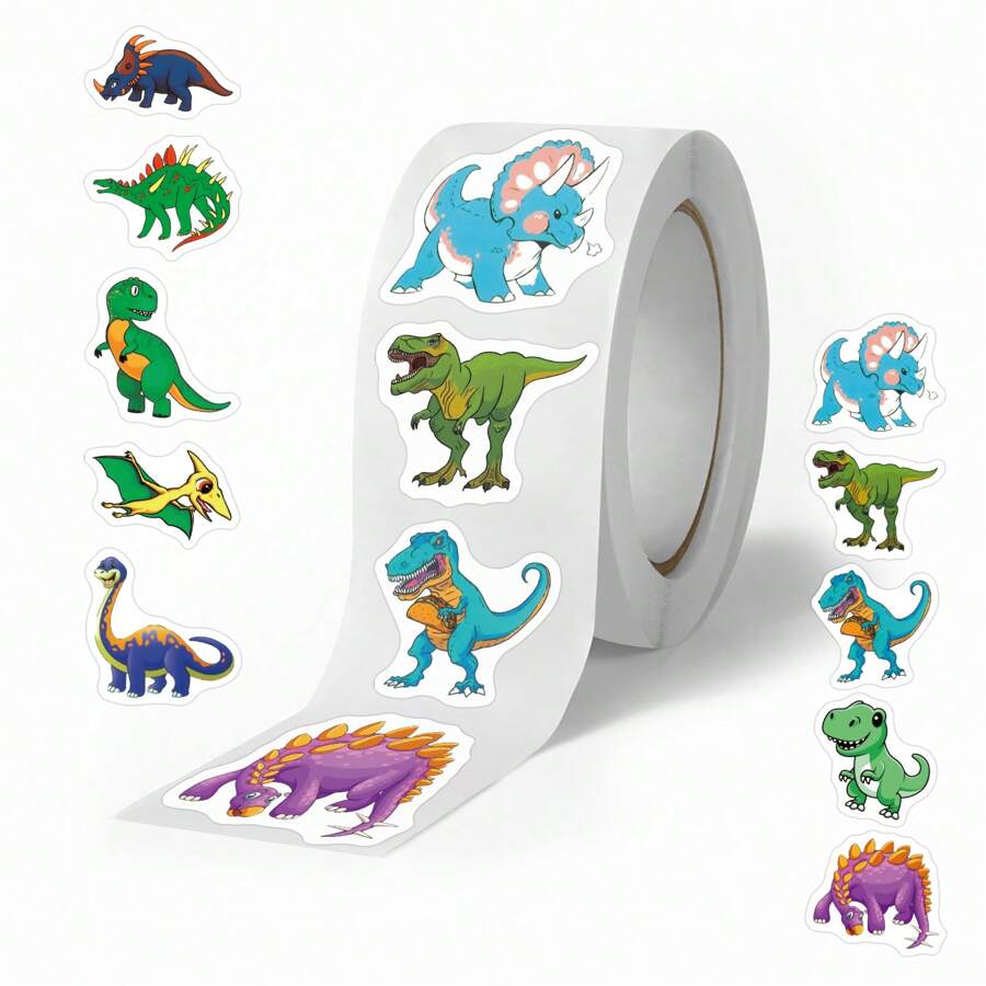 500 stuks/rol dinosaurus stickers - schattige cartoon kinderen beloningen tienerfeestbenodigdheden - esthetische plakboekstickers voor waterflessen, laptop, bagage - waterdichte vinyl stickers - perfecte keuze voor kerst- en paascadeaus stickers, stickers voor kinderen, dinosaurus stickers, dinosaurus briefpapier, kerststickers voor kinderen, stickers voor jongens, stickers, stickers voor kinderen, stickers voor kinderen, tienerjongensstickers, waterfles voor jongens, leuke stickers