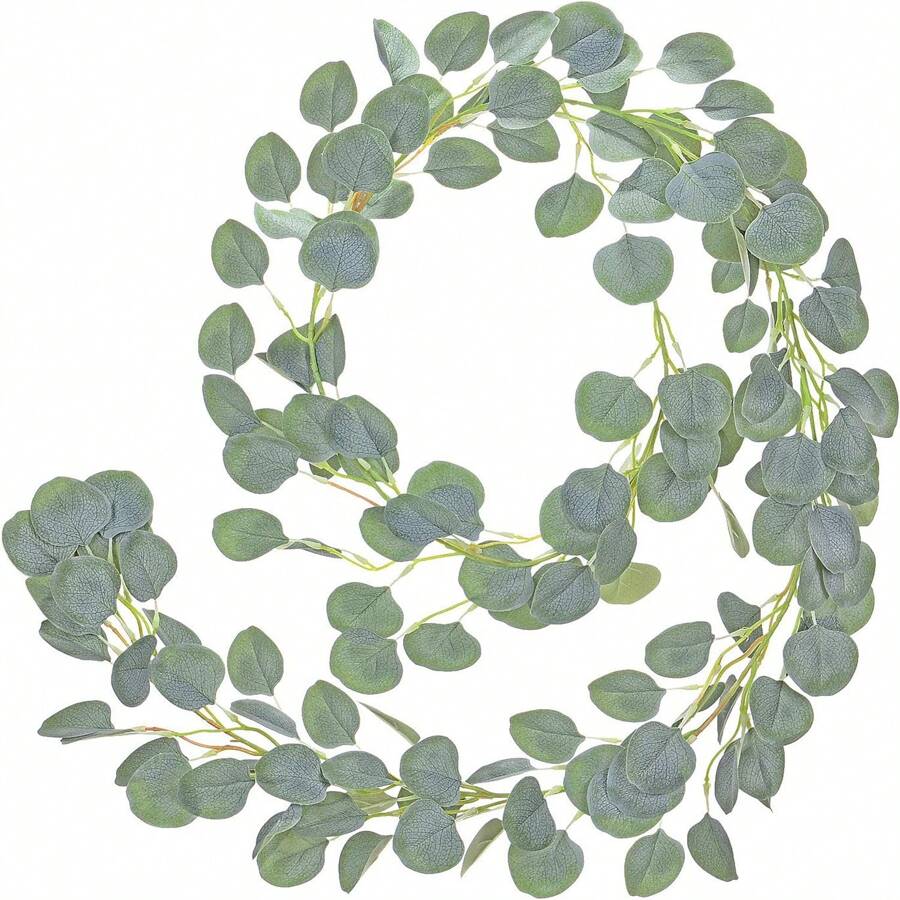 1 Packung künstlicher Eukalyptus Girlande mit Weidenblättern, 2 Meter lang, gefälschte hängende Pflanze aus Seide, Eukalyptus-Weidenblatt-Efeu-Girlande, Kunstpflanze für Innenraum, Außenbereich, Hochzeit, Party, Tischläufer, Bogen Dekoration