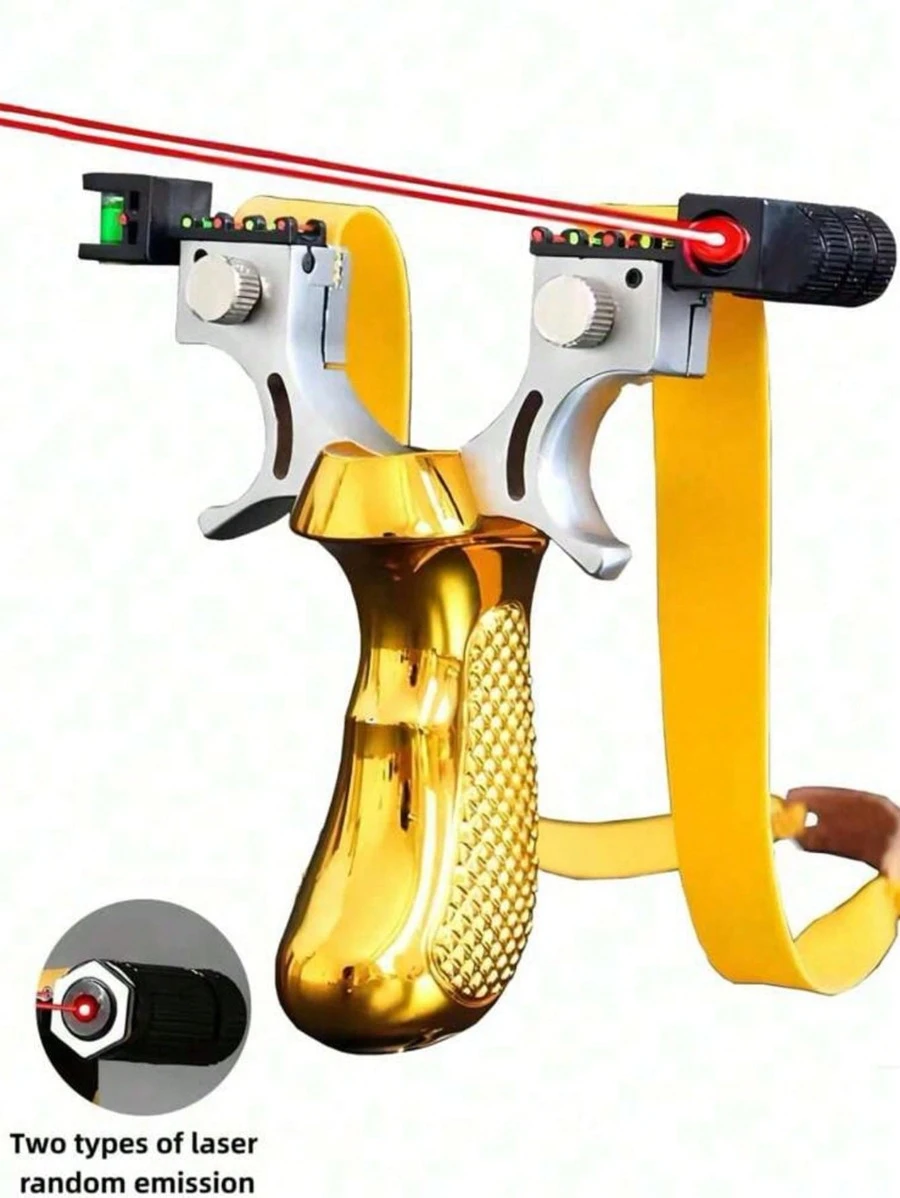 1pc Professional Slingshot, Yellow And Black, Used For Outdoor Hunting And Shooting Practice. Outdoor Shooting Fun Slingshot Decompression Artifact, Slingshot Hunting Game, Outdoor Slingshot, Party Discount, Hunting Slingshot(Rubber Band .Color Random)