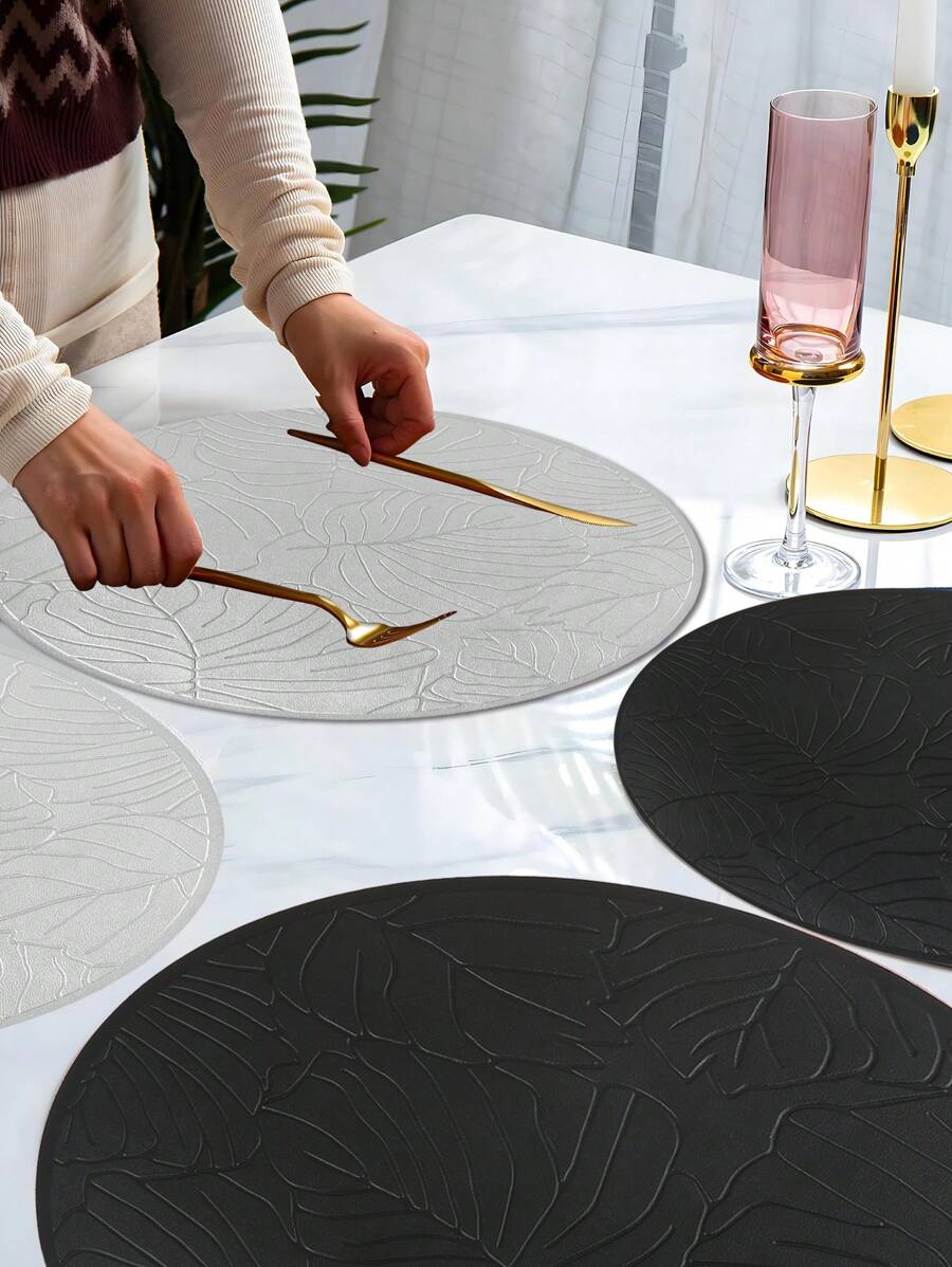 1pc, Leather Placemats, Waterproof And Oilproof Placemats, Simple And Stylish Versatile Desktop Protection Mat, Vase Mat, Easy To Clean Kitchen Table Decoration.