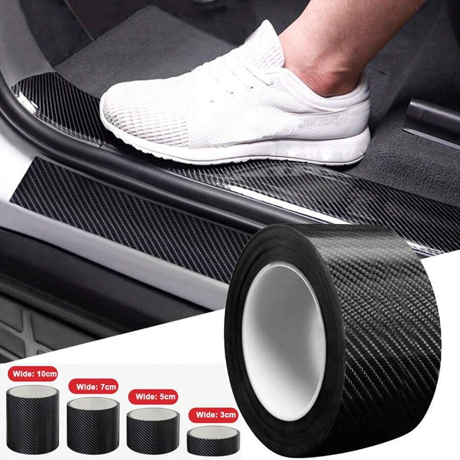 Car Door Edge Guards Door Sill Protector 5D Carbon Fiber Car Wrap Film Vinyl Automotive Wrap Film Car Door Sill Protection Film Anti-Collision Fits For Most Car